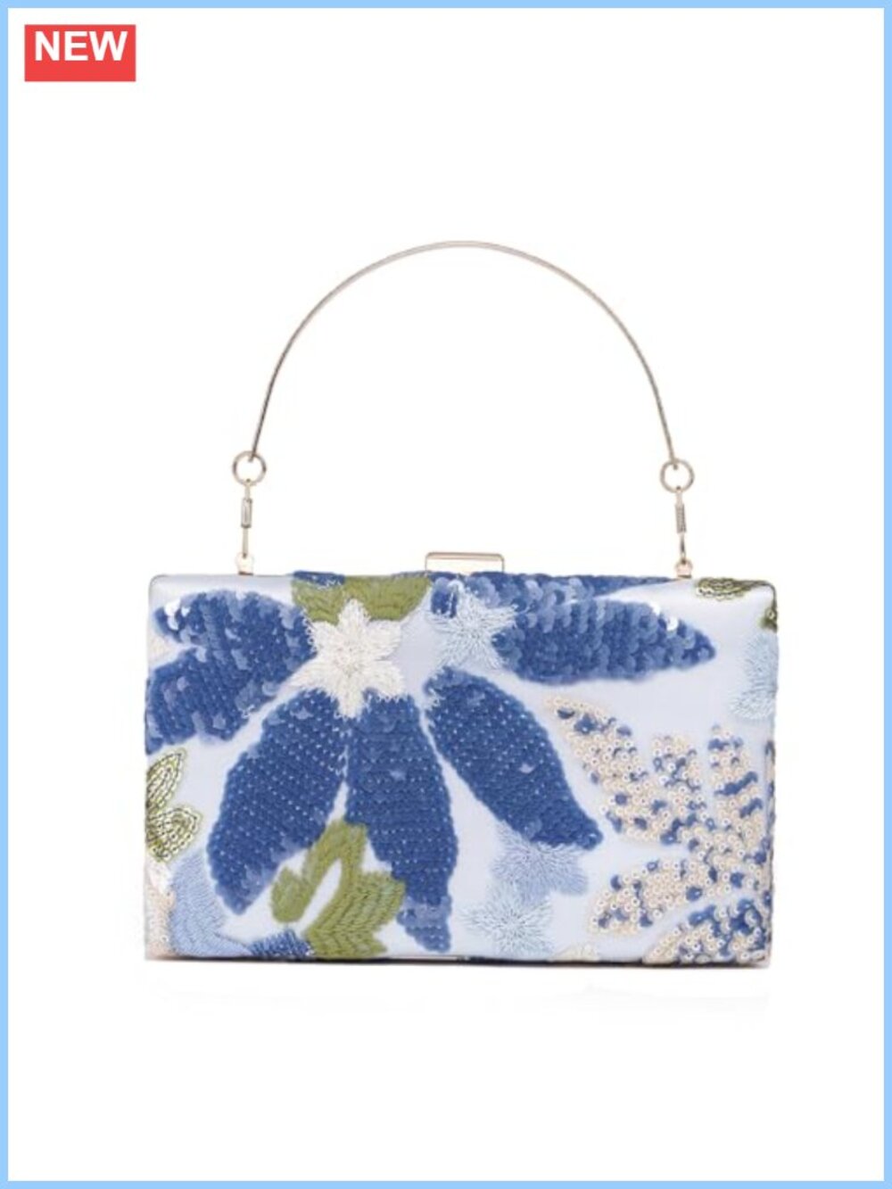 Women's Floral Envelope Clutch Evening Bag Chain Strap Formal Purse